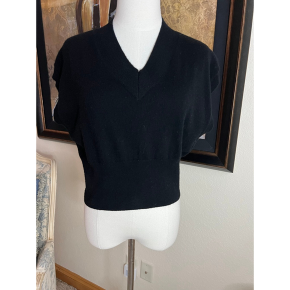 NWOT ZenZee Wear Happy Black Cashmere V-Neck Sweater L - Picture 3 of 8